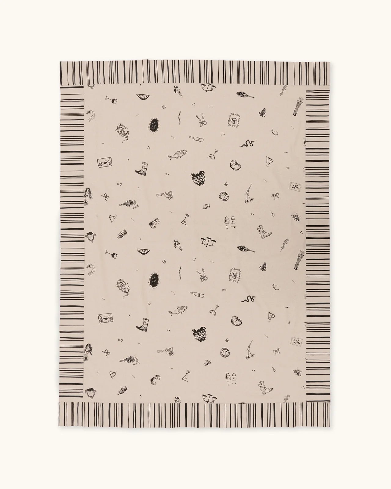 Olive's House Tablecloth — Black/ Beige