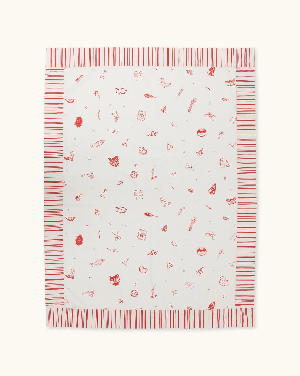 Olive's House Linen Tablecloth — Red/ White