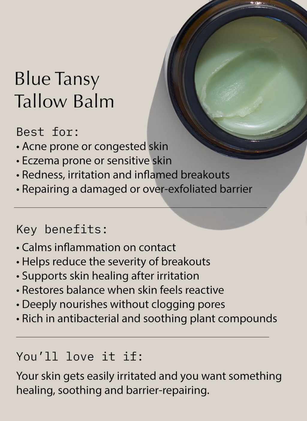 Reclaimed Beauty- Blue Tansy Tallow Balm
