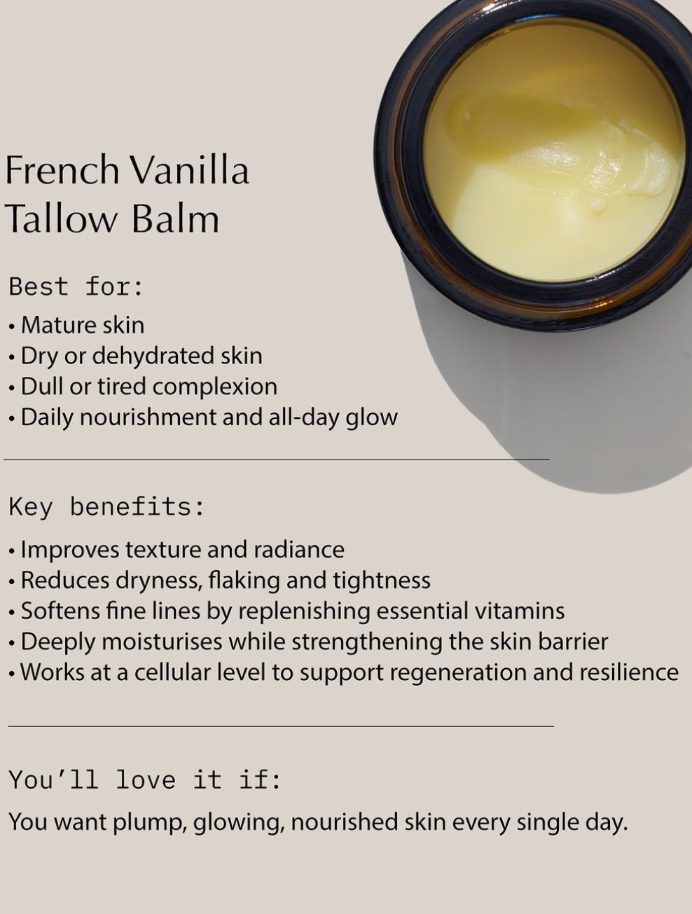 Reclaimed Beauty-  French Vanilla Tallow Balm